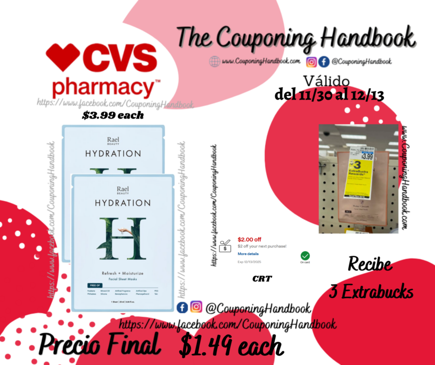 Rael Beauty Moisturizing Hydration Sheet Mask por $1.49