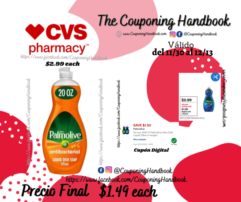 Palmolive Ultra Antibacterial Dishwashing Liquid Soap, 20 oz por $1.49