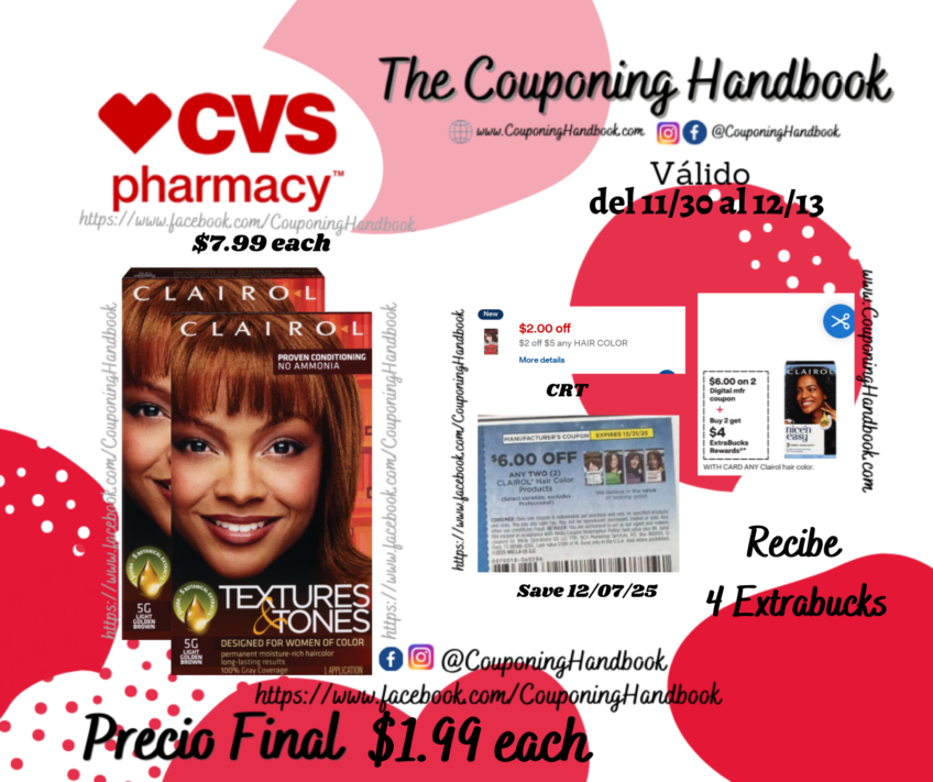 Clairol Professional Textures & Tones Hair Color por $1.99