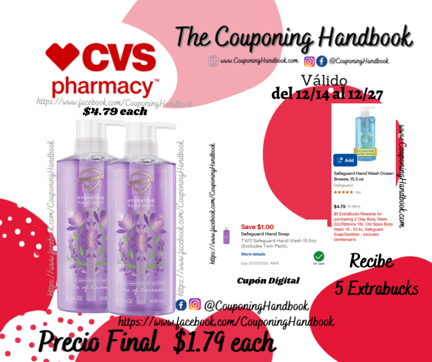 Safeguard Hand Wash Notes of Lavender, 15.5 oz por $1.79