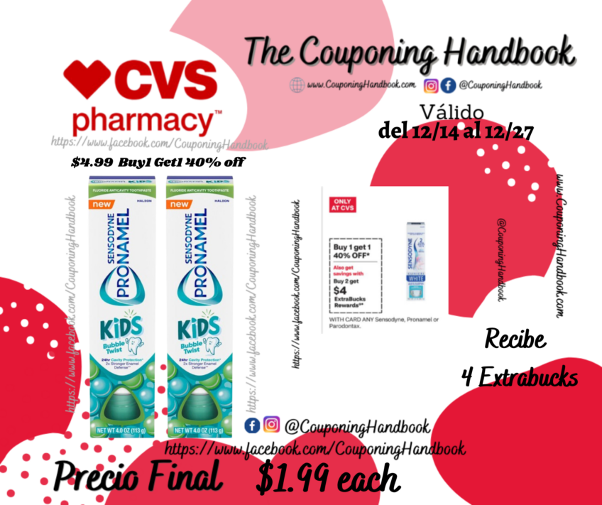 Sensodyne Pronamel Kid’s Fluoride Toothpaste, Bubble Twist, 4 OZ por $1.99