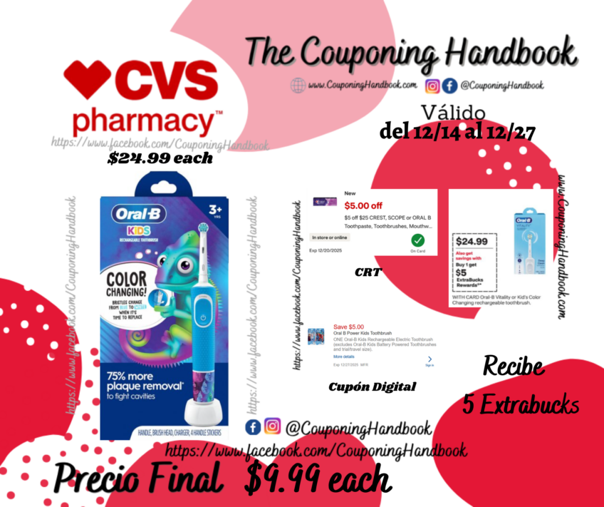 Oral-B Kid’s Color Changing Power Toothbrush, 3+ years por $9.99