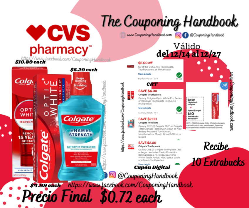 Productos Colgate por $0.72