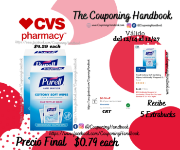 Purell Cottony Soft Sanitizing Wipes, Individually Wrapped, 24 CT por $0.79