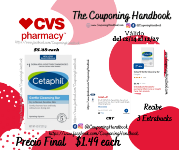 Cetaphil Gentle Cleansing Bar por $1.49