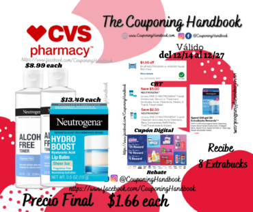 Productos Neutrogena por $1.66