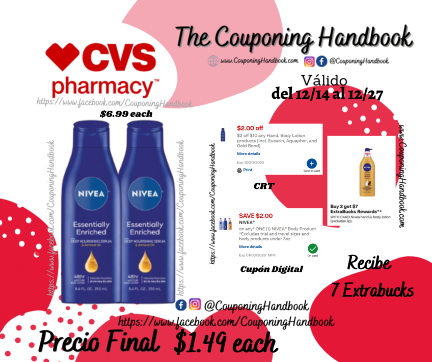 NIVEA Essentially Enriched Body Lotion, 8.4 OZ por $1.49