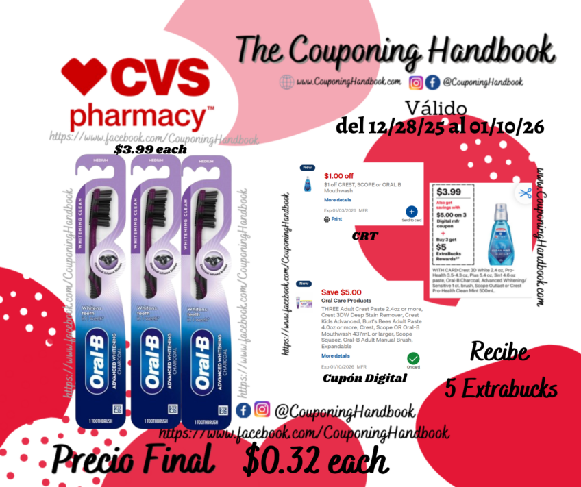 Oral-B Charcoal Whitening Toothbrush Single Pack por $0.32