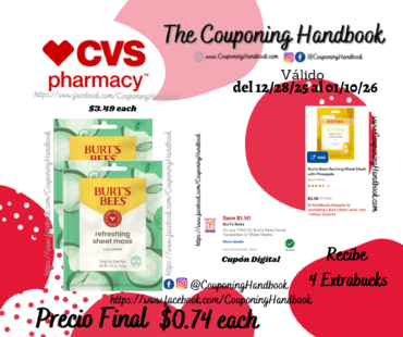 Burt’s Bees Refreshing Face Mask with Cucumber por $0.74