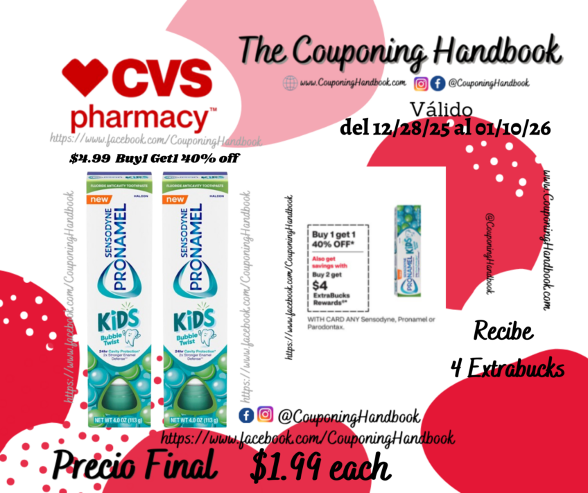 Sensodyne Pronamel Kid’s Fluoride Toothpaste, Bubble Twist, 4 OZ por $1.99