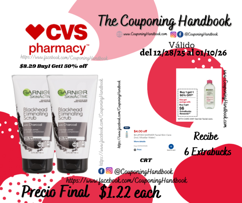 Garnier SkinActive Charcoal Blackhead Acne Treatment Scrub, 5 OZ por $1.22