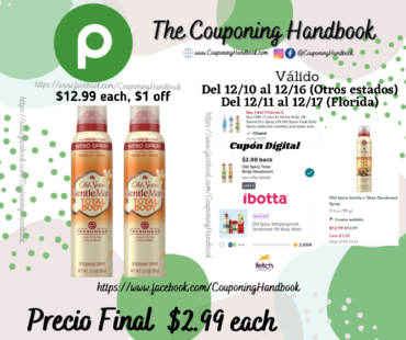 Old Spice Total Body Spray Deodorant por $2.99