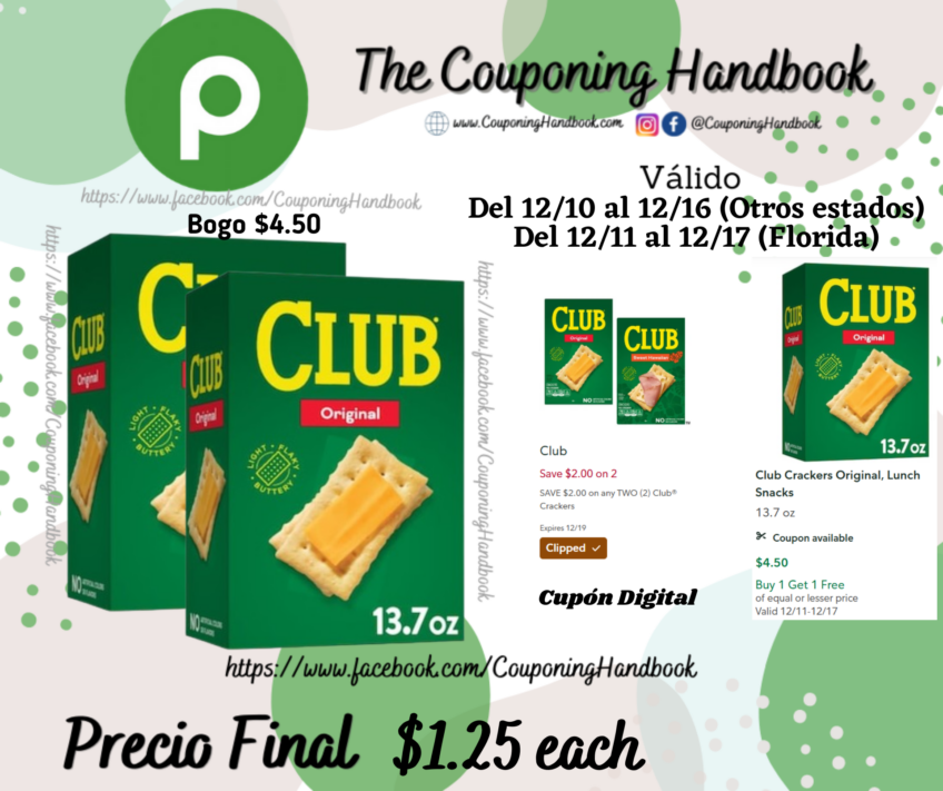 Club Crackers Original, Lunch Snacks 13.7 oz por $1.25