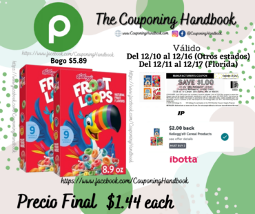 Kellogs Froot Loops Breakfast Cereal, Original por $1.44