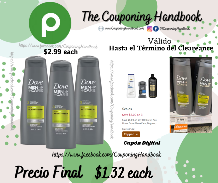 Men+Care Sport Care Active + Fresh 3-in-1 Shampoo + Conditioner + Body Wash por $1.32