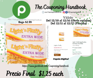 Light ‘n Fluffy Egg Noodles, Enriched, Extra Wide por $0.99