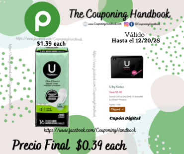 U by Kotex Clean & Secure Long Period Liner 16 liners por $0.39