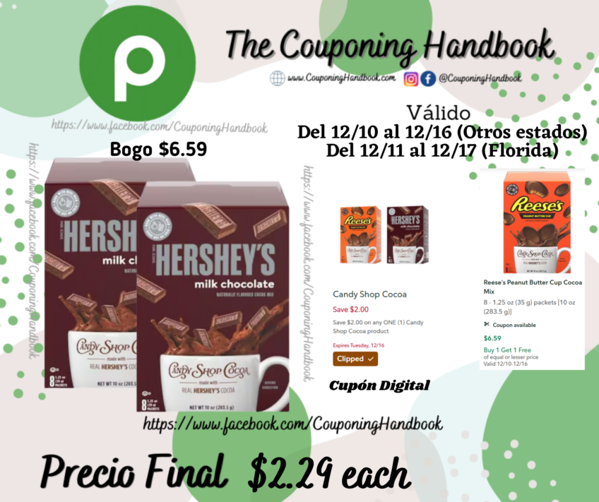 Hershey’s Milk Chocolate Cocoa Mix por $2.29