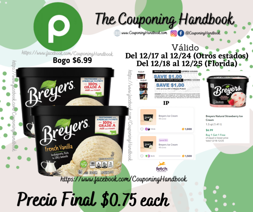 Breyers Ice Cream por $0.75