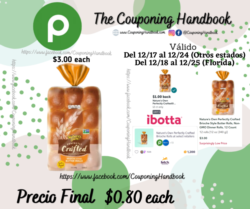 Nature’s Own Perfectly Crafted Brioche Style Butter Rolls, Non-GMO Dinner Rolls, 12 Count por $0.80