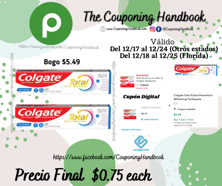 Colgate Total Active Prevention Whitening Toothpaste 5.1 por $0.75