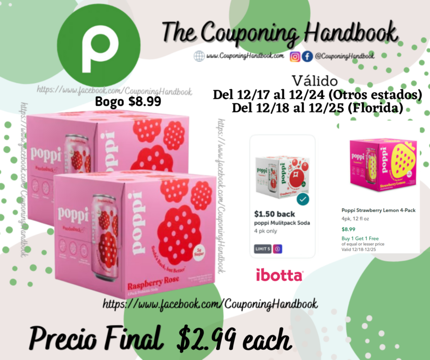Poppi Raspberry Rose 4-Pack por $2.99
