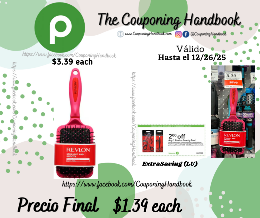 Revlon Brush, Paddle, Soft Feel, Straight and Smooth por $1.39