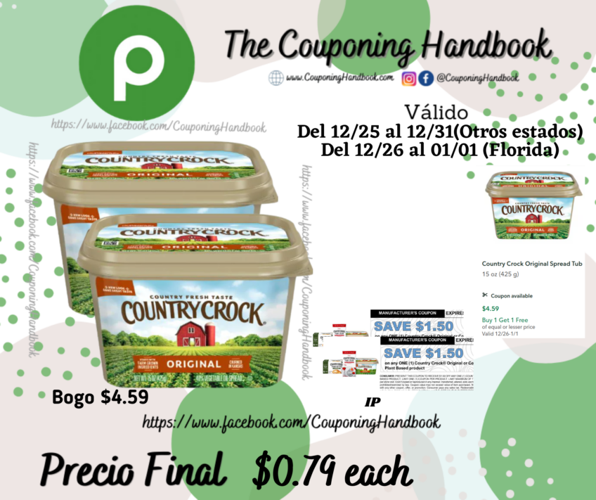 Country Crock Vegetable Oil Spread, Original por $0.79