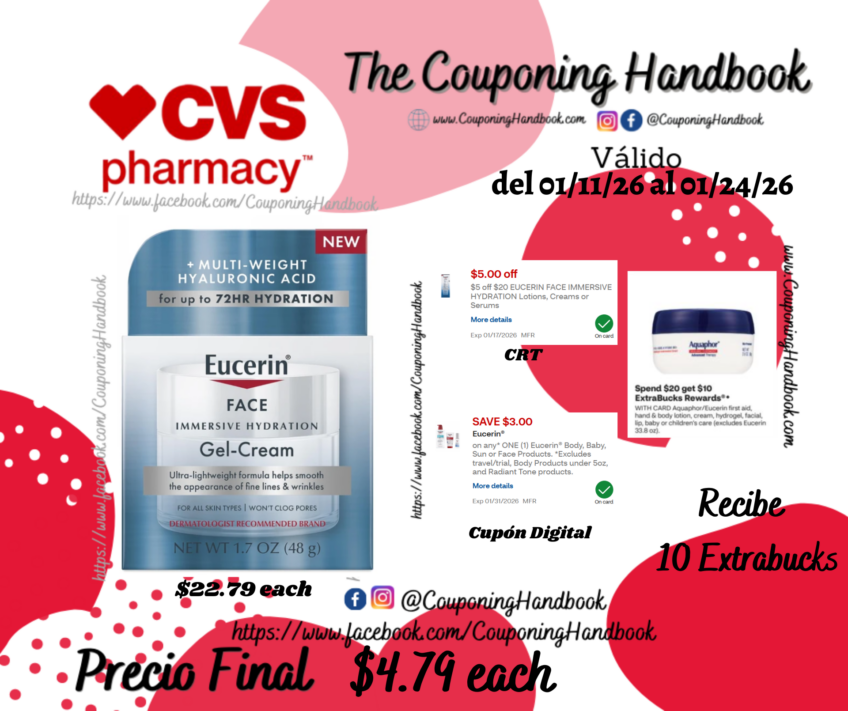 Eucerin Face Immersive Hydration Gel por $4.79