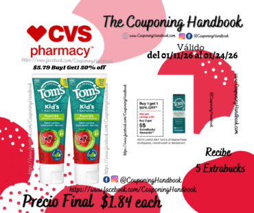 Tom’s of Maine Children’s Fluoride Toothpaste por $1.84