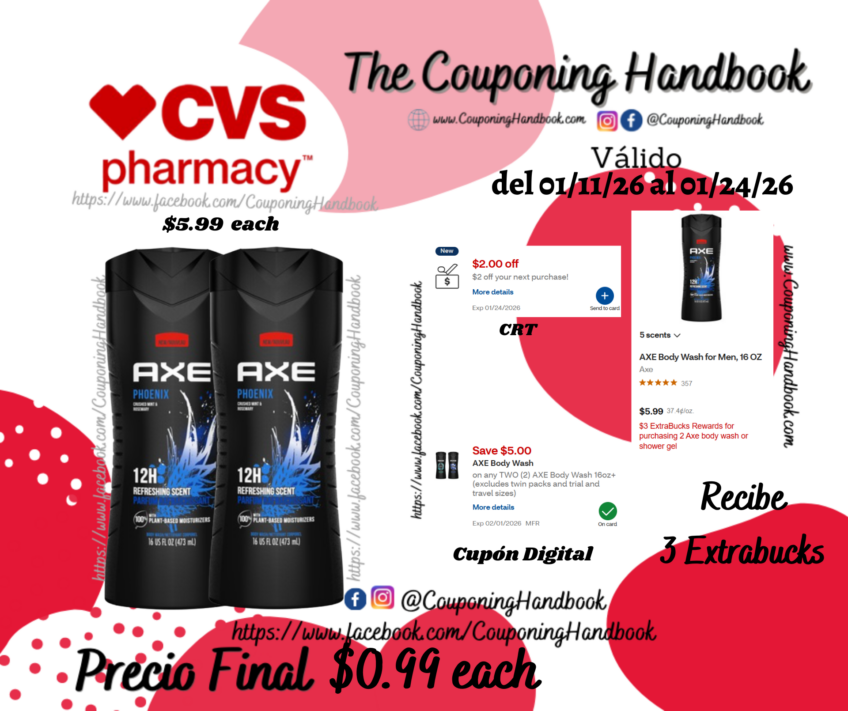 AXE Body Wash for Men, 16 OZ por $0.99