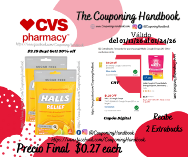 Halls Relief Sugar Free Cough Drops 25 Count por $0.27