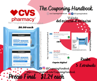 Neutrogena Makeup Remover Cleansing Towelettes, 25CT por $1.24