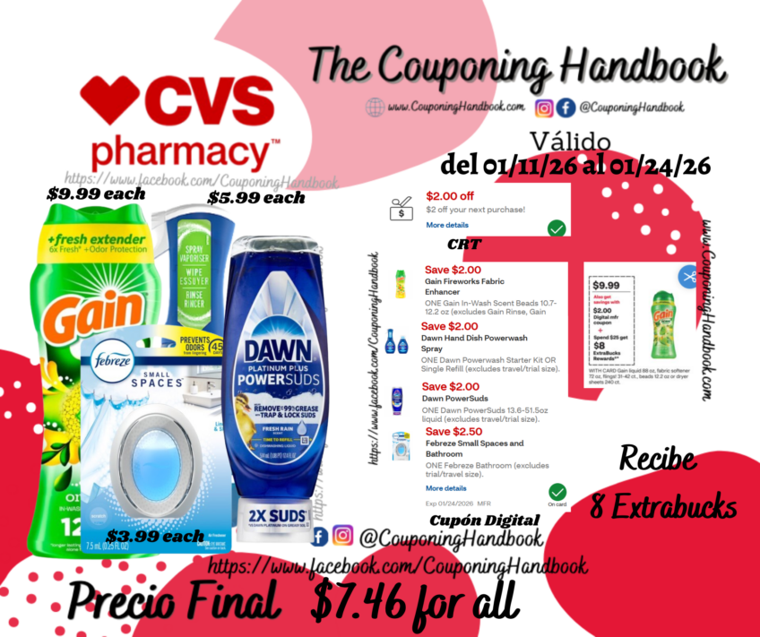 04 Productos de Household por $7.46