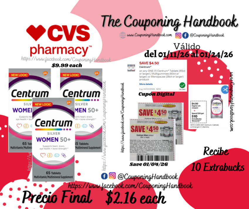 Centrum Silver Multivitamin Tablets for Women 50+, 65 Count por $2.16