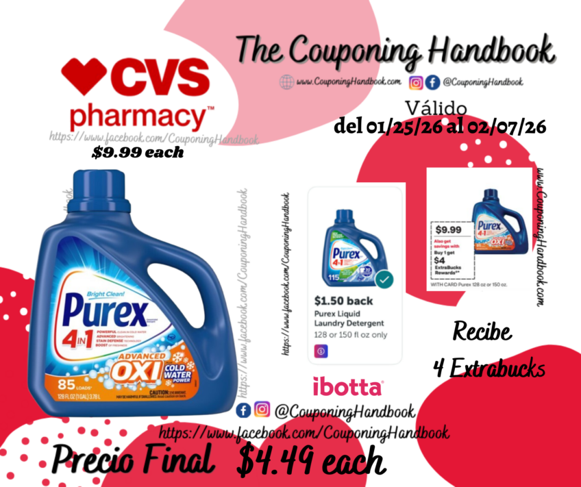 Purex Advanced Oxi + Coldwater Power Liquid Laundry Detergent, 128 oz por $4.49