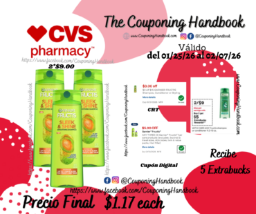 Garnier Fructis shampoo or conditioner por $1.17