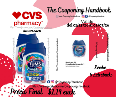 TUMS Antacid Chewy Bites Chewable Tablets, 8 Count por $1.19