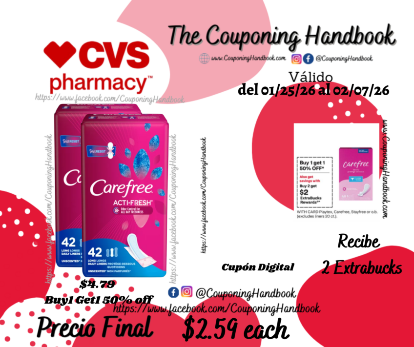 Carefree Acti-Fresh Pantiliners To Go, Unscented, Long, 42 CT por $2.59