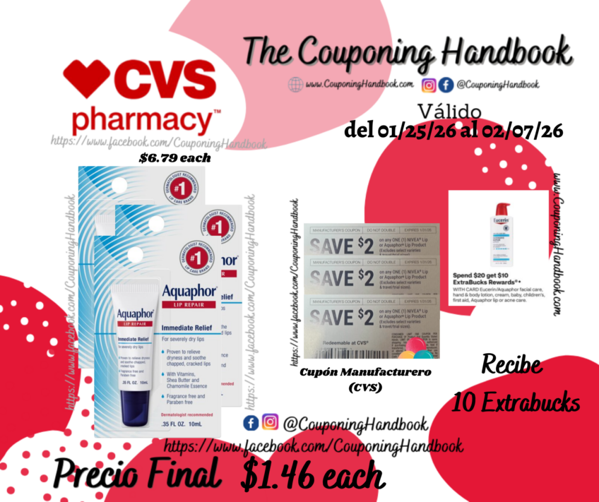 Aquaphor Lip Repair Immediate Relief Lip Balm por $1.46