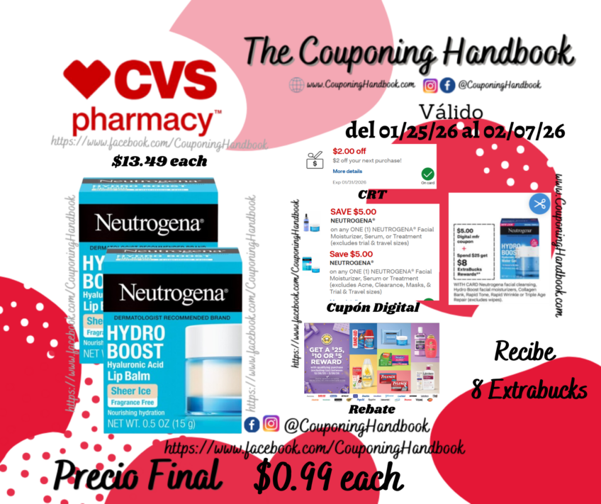 Neutrogena Hydro Boost Lip Water Balm por $0.99