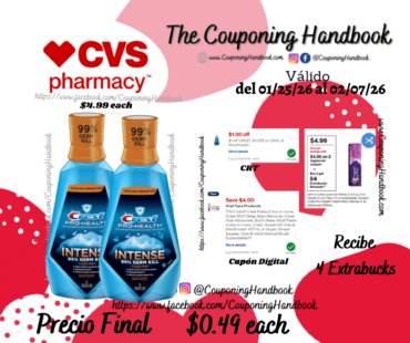 Crest Pro-Health Intense Mouthwash, Clean Mint, 1L por $0.49