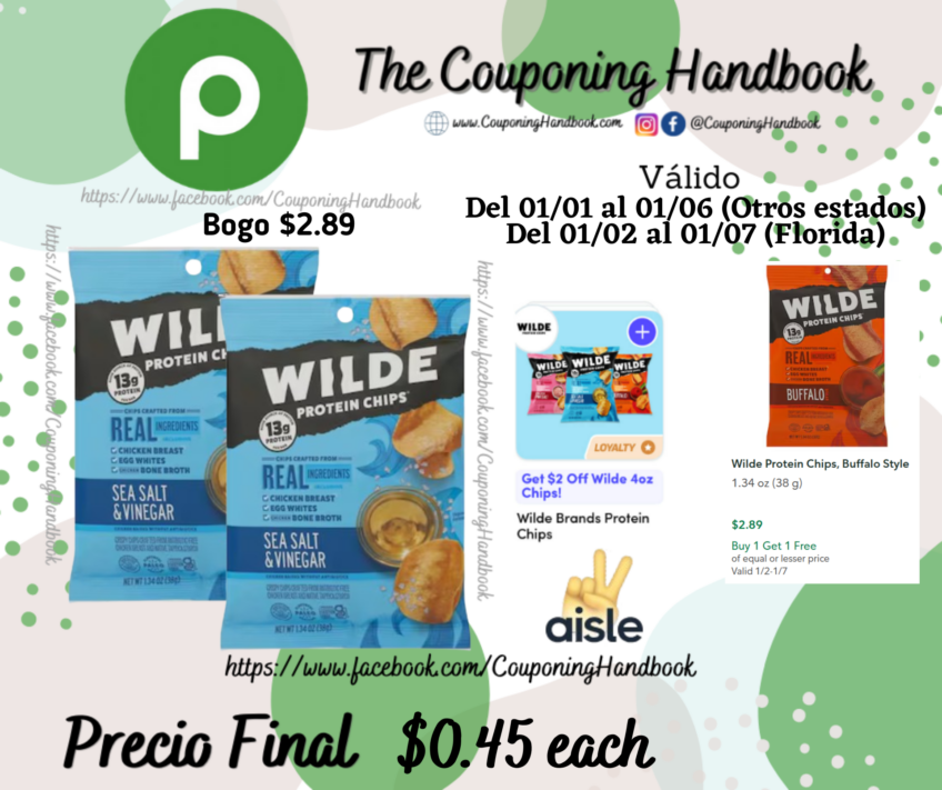 Wilde Protein Chips, Sea Salt & Vinegar por $0.45