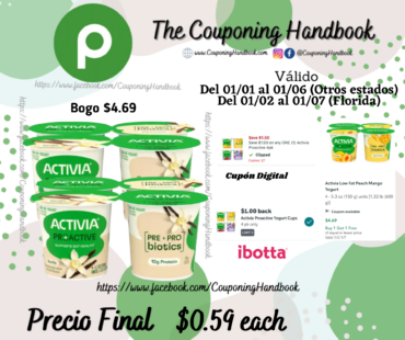 Activia Proactive Low Fat Vanilla Yogurt 4 por $0.59