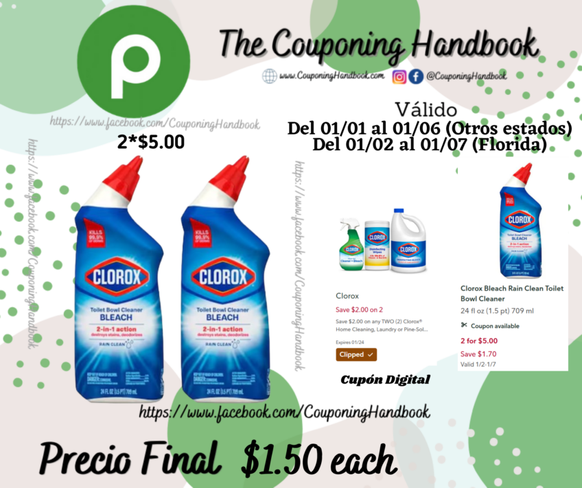 Clorox Bleach Rain Clean Toilet Bowl Cleaner por $1.50