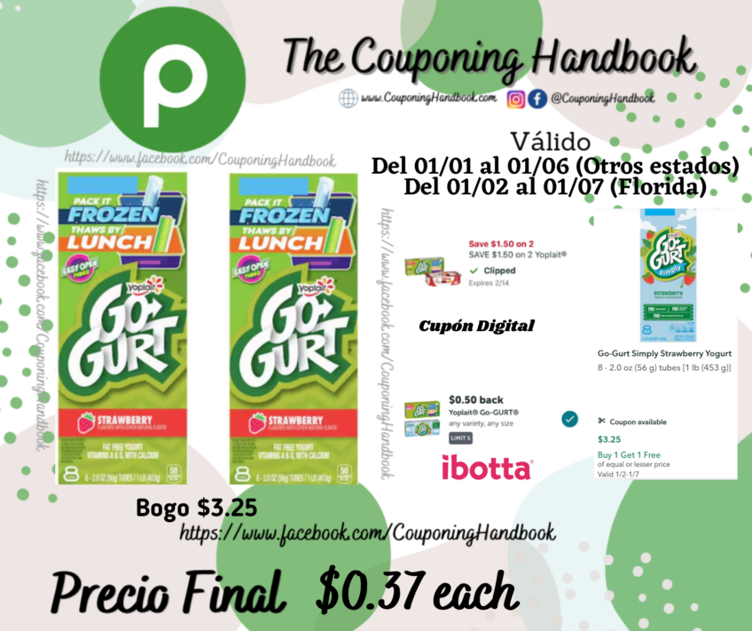 Go-Gurt Yogurt, Fat Free Strawberry por $0.37