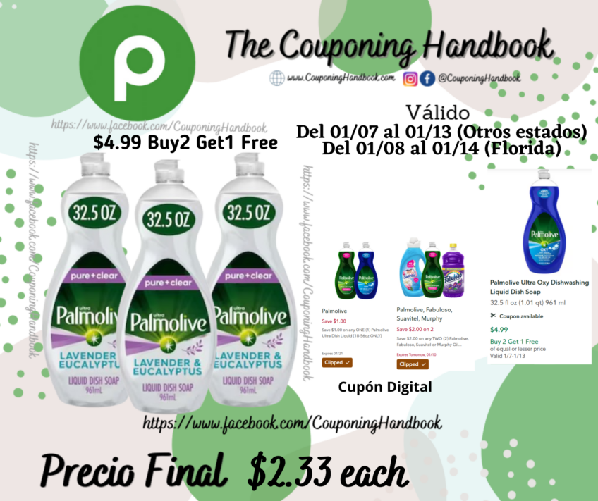 Palmolive Ultra Pure + Clear Dishwashing Liquid Dish Soap 32.5 fl oz por $2.33