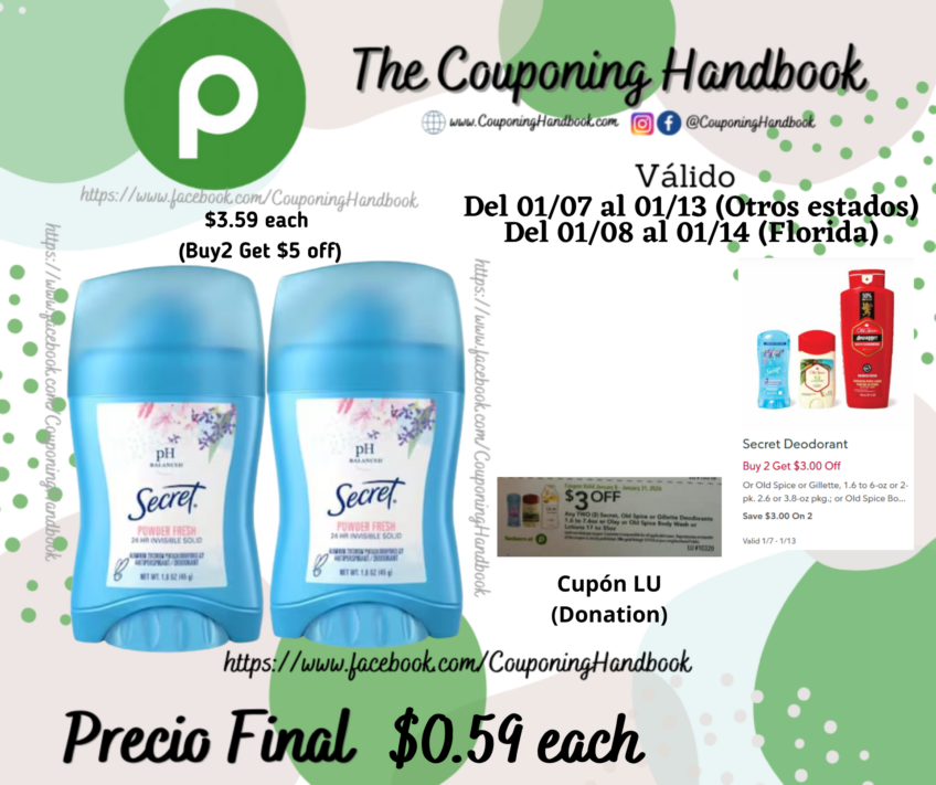 Secret Antiperspirant/Deodorant, Powder Fresh 1.6 oz por $0.59