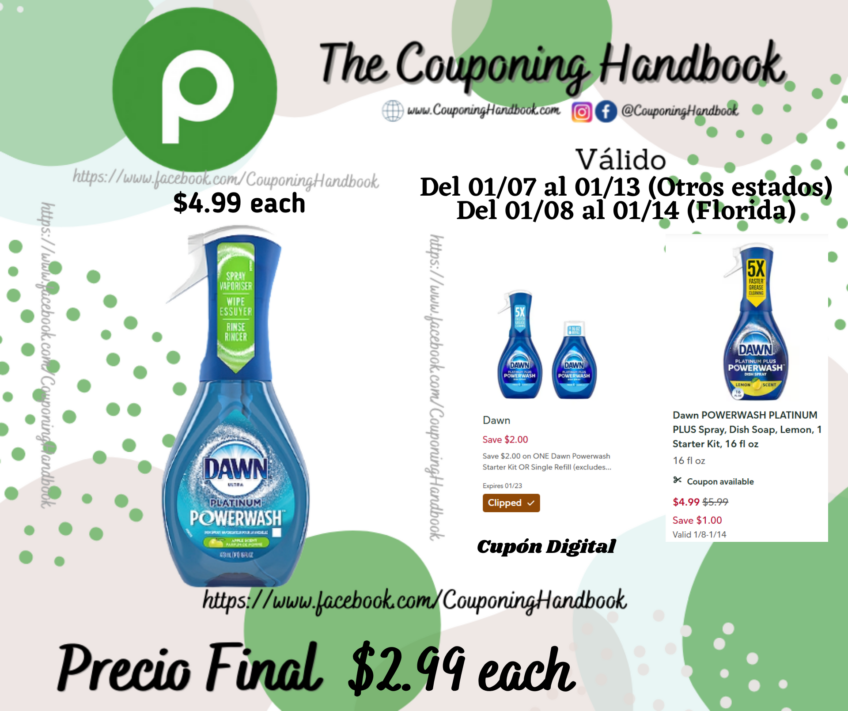 Dawn POWERWASH PLATINUM PLUS Spray, Dish Soap, Lemon, 1 Starter Kit, 16 fl oz por $2.99