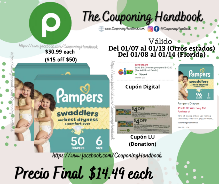 Pampers Swaddlers Diapers, Size 6, 50 Count por $14.49